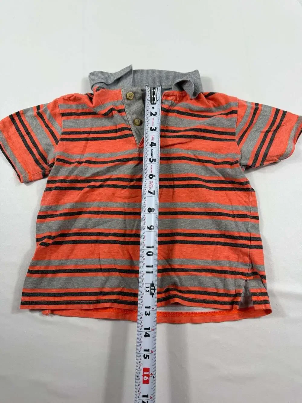 The Children's Place Boys Short Sleeve Striped Polo Shirt Orange Gray Size 2T
